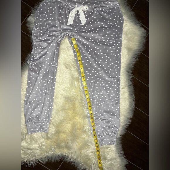 SOMAWKND Sunday Velour Lounge grey and white polka dots pants sz medium - Picture 10 of 10